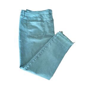 Mossimo Womens  Jeggings Olive Mid Rise Stretch Pockets‎ 18/34R Distressed Knees